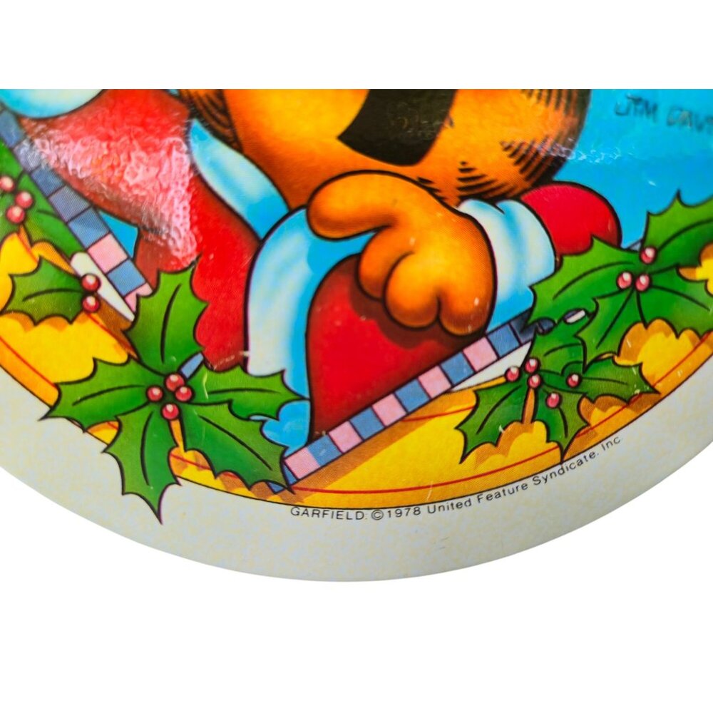 Vintage 1978 Garfield Christmas Tin Santa Ho Ho Ho Collectible - Picture 4 of 9